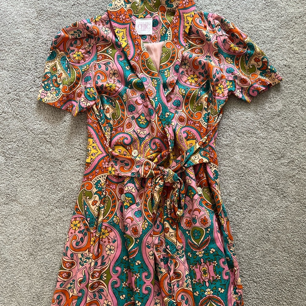 NWOT Colorful Paisley Wrap Dress